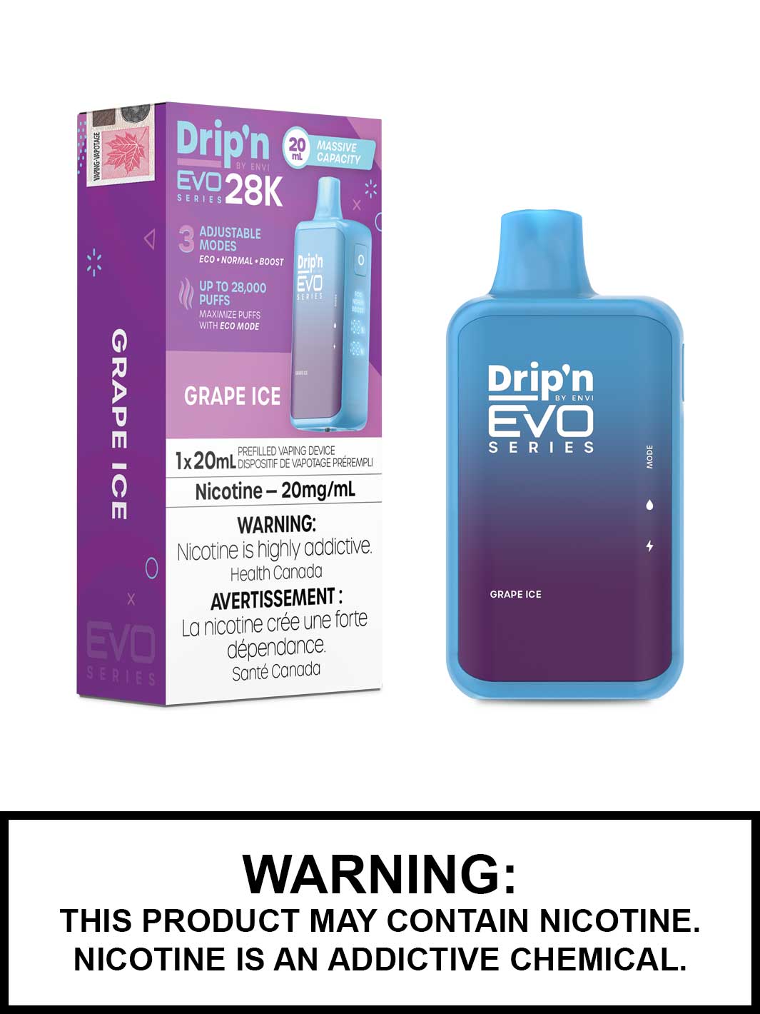 Drip'n by Envi EVO Series 28k Disposable - Grape Ice 20MG