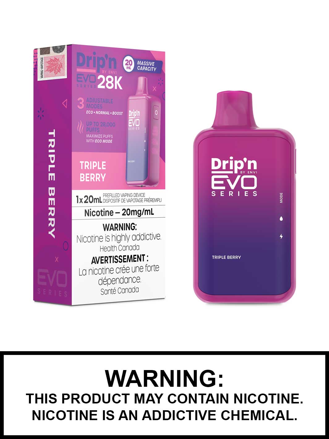 Drip'n by Envi EVO Series 28k Disposable - Triple Berry 20MG